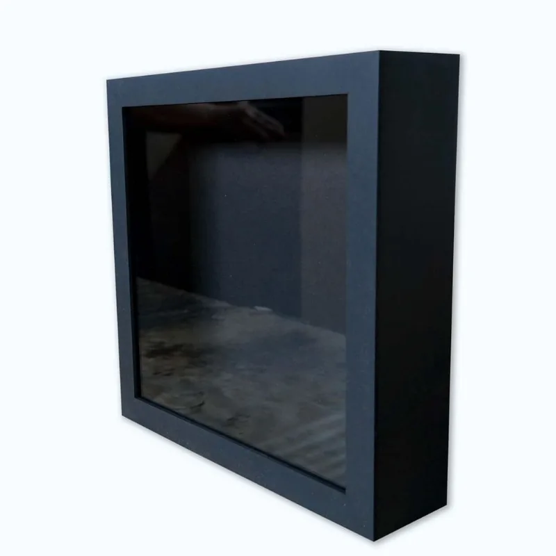 Moldura Caixa Alta 25X25Cm Preto Com 5,3 Cm De Profundidade E Vidro