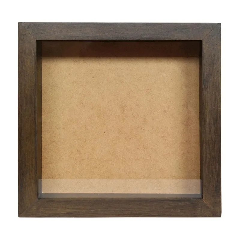 Moldura Decorativa Caixa Alta 30X30 Nogueira Com Vidro