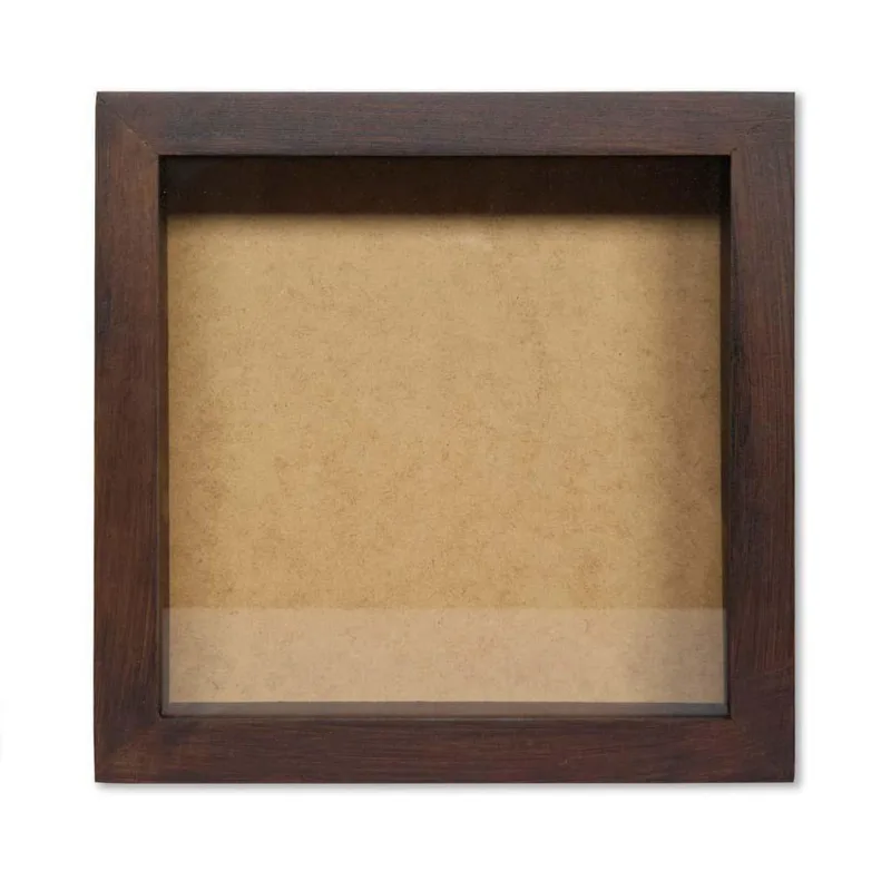 Moldura Caixa Alta 30X30Cm Marrom Com Vidro