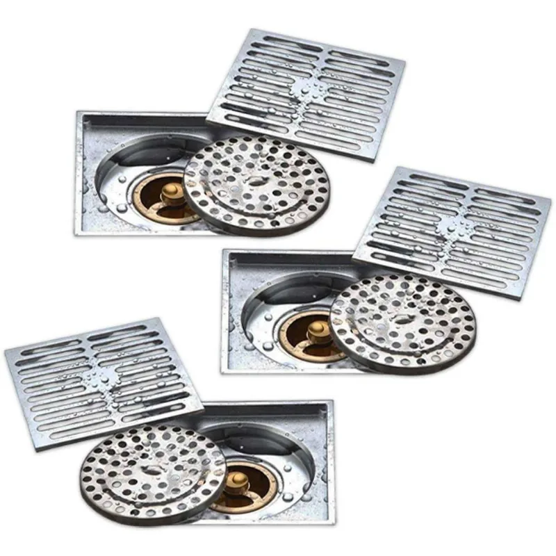 Ralo BSL3596 Anti Odor Anti Inseto Escoamento Rápido Inox AB Mídia Kit 3 Unidades