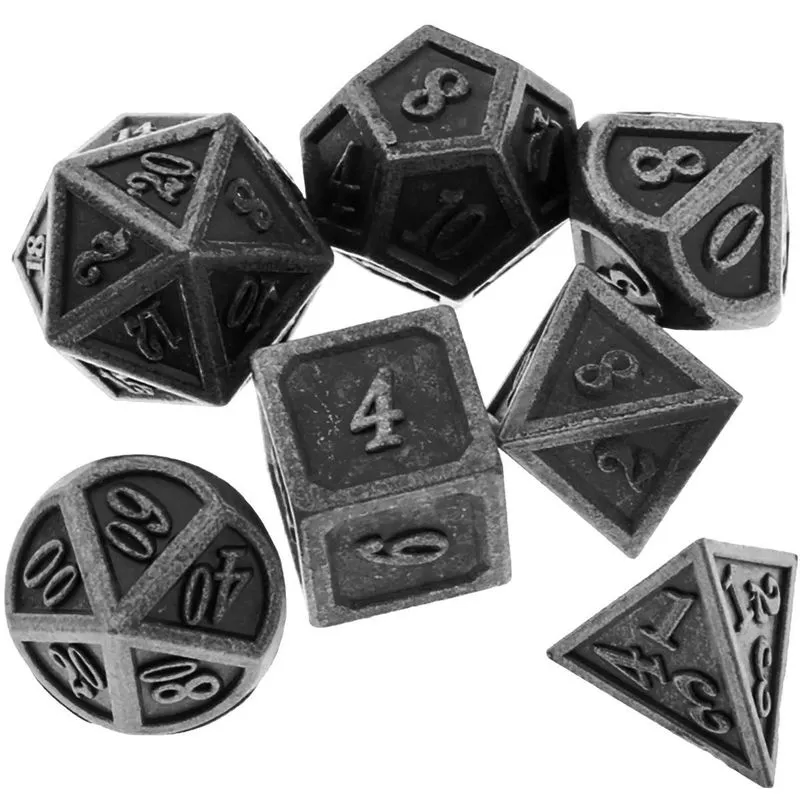 Conjunto De Dados Rpg 7 Peças - D4 D6 D8 D10 D12 D20 E D10%