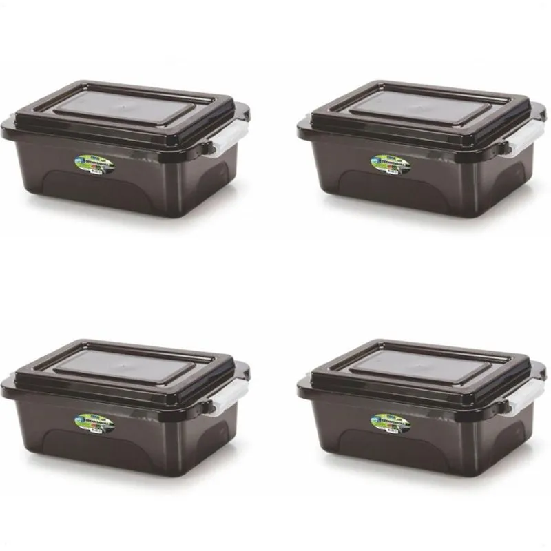 Kit 4 Caixas Organizadoras Black 10 L Com Tampa E Travas