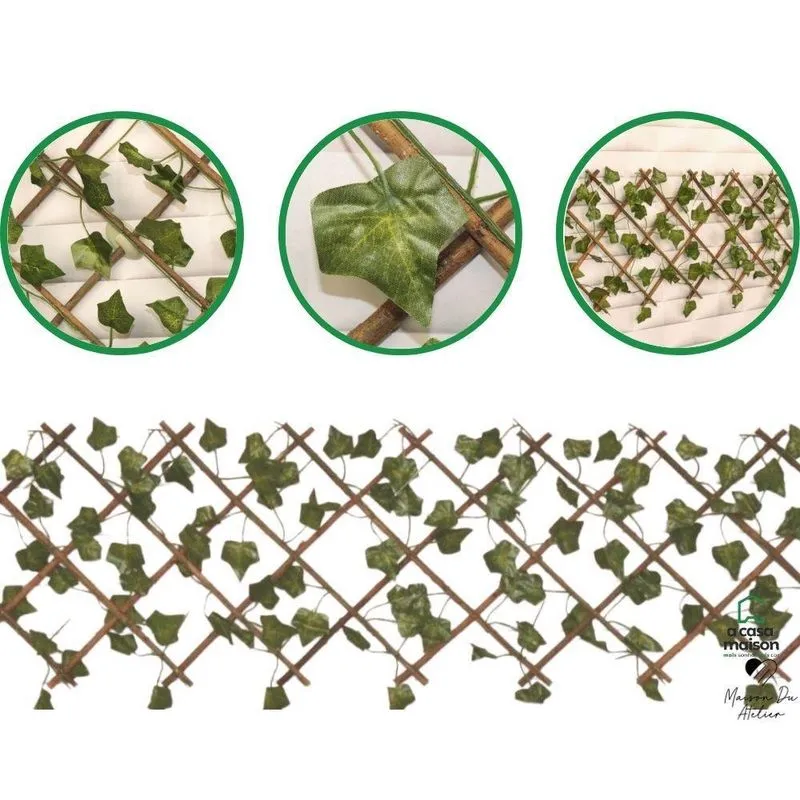 Treliça Em Madeira Com Folhas De Hera Artificial Pequena