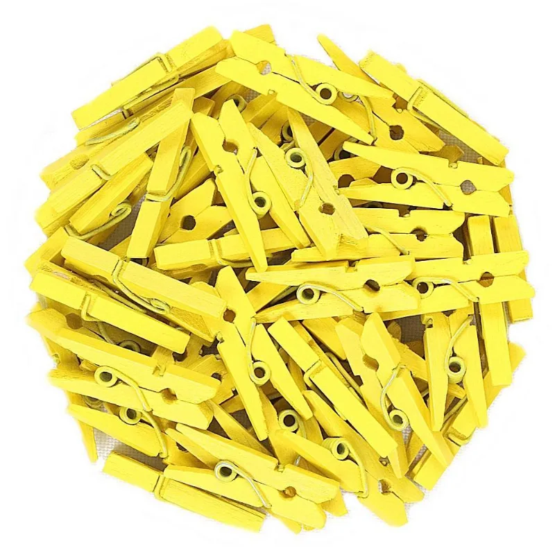 Kit 50 Unidades Mini Pregadores Amarelo 2,5 Cm