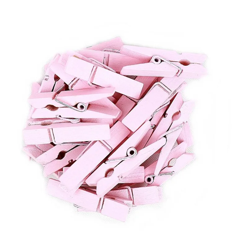 50 Unidades Mini Pregadores Rosa 3,5 Cm