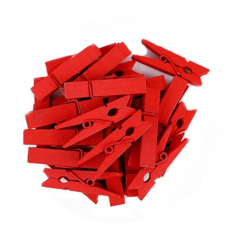 50 Unidades Mini Pregadores Vermelho 3,5 Cm