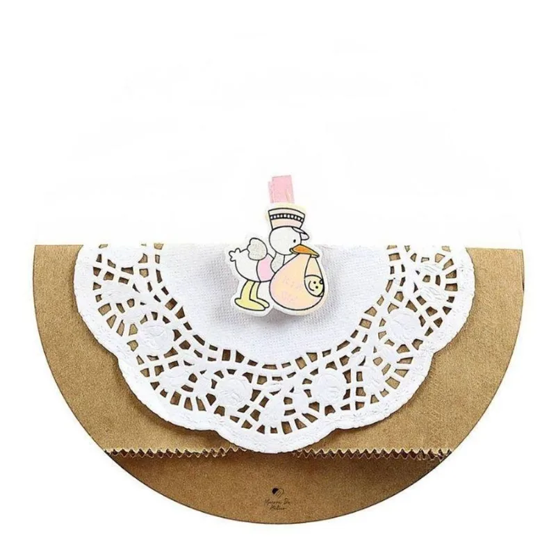 10 Unidades Mini Pregadores Cegonha Rosa
