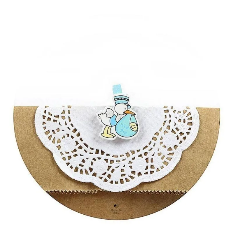 10 Unidades Mini Pregadores Cegonha Azul