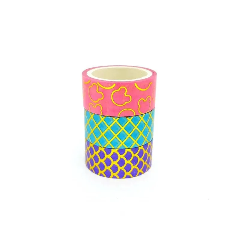 Kit 3 Unidades Fita Adesiva Washi Tape Metalizado Princesa