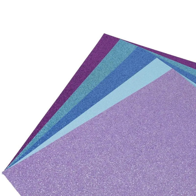 Coleção Papel Cardstock Scrap Glitter Fundo Do Mar 5 Folhas