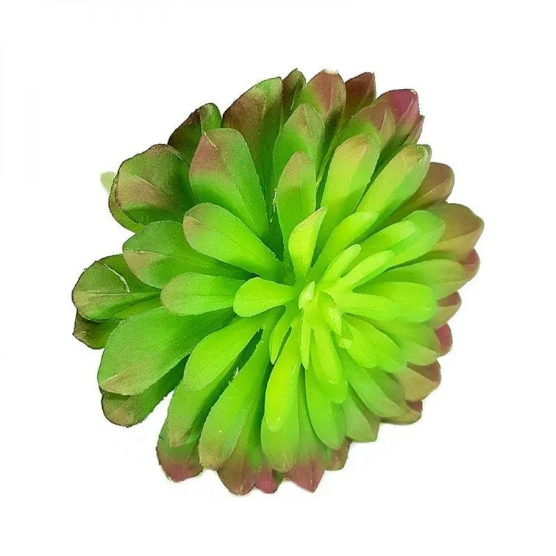 Suculenta Echeveria Em Silicone Verde E Roxa