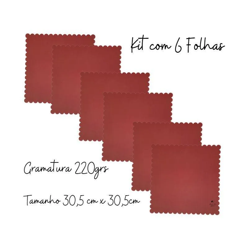 Papel Especial Scrapbook Vermelho Terracota 220grs 6 Folhas