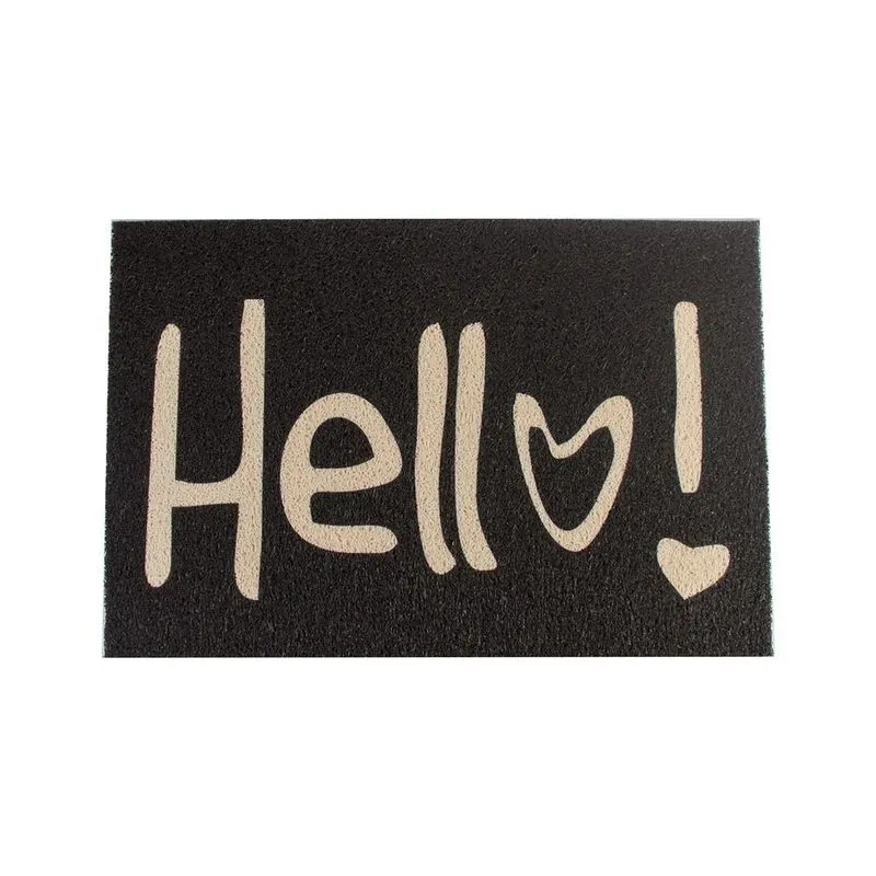 Capacho Retangular Hello Preto 40x60cm - Euro Mats
