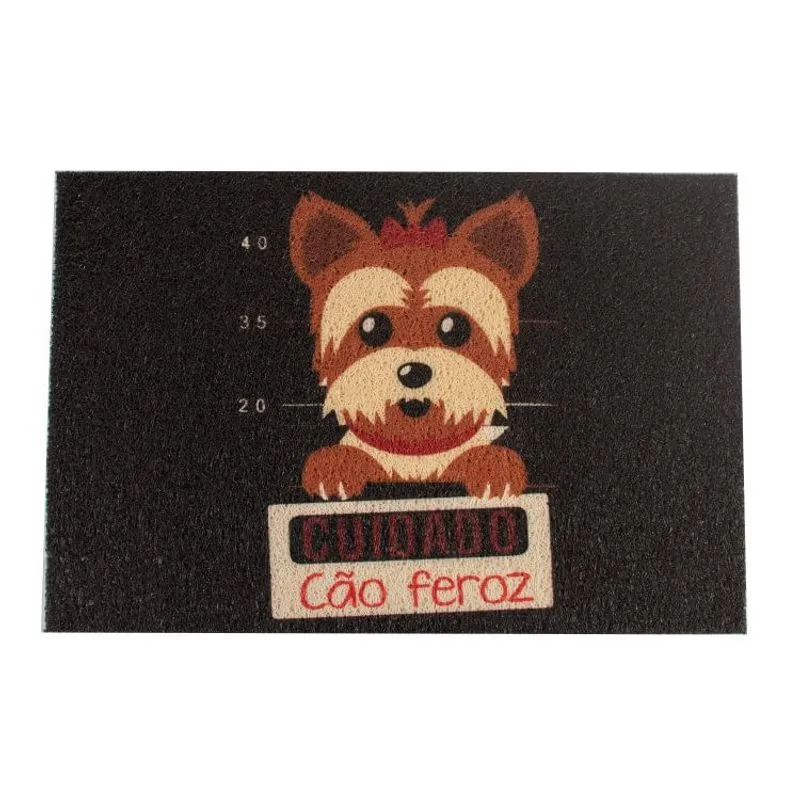 Capacho Vinil Estampado 40x60cm Euromats Branco Off White/Preto/Bege