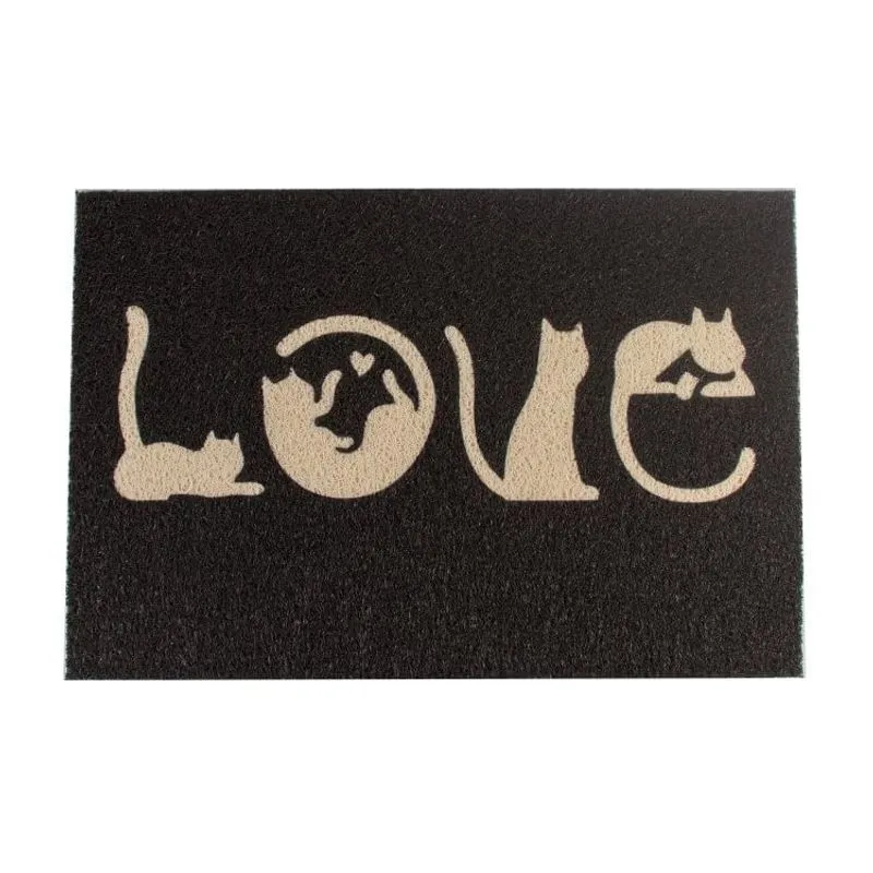 Capacho Vinil Estampado 40x60cm Euromats Branco Off White/Preto/Bege