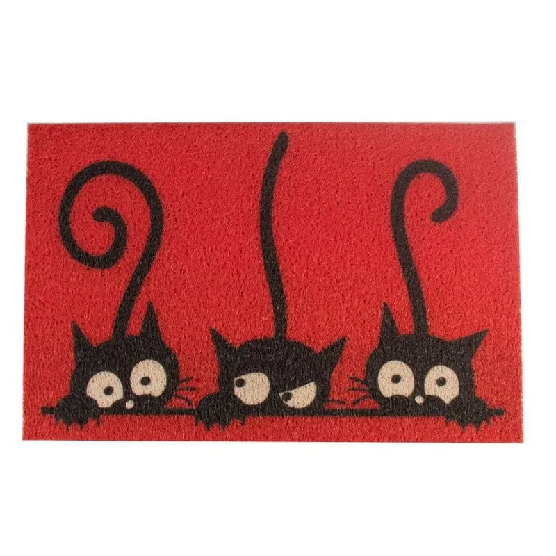 Capacho Vinil Estampado 40x60cm Euromats Bege/Vermelho/Preto