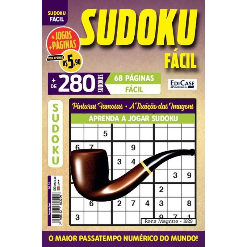 Revista Sudoku Fácil - 9x9 - 6 Jogos Por Páginas - Pinturas
