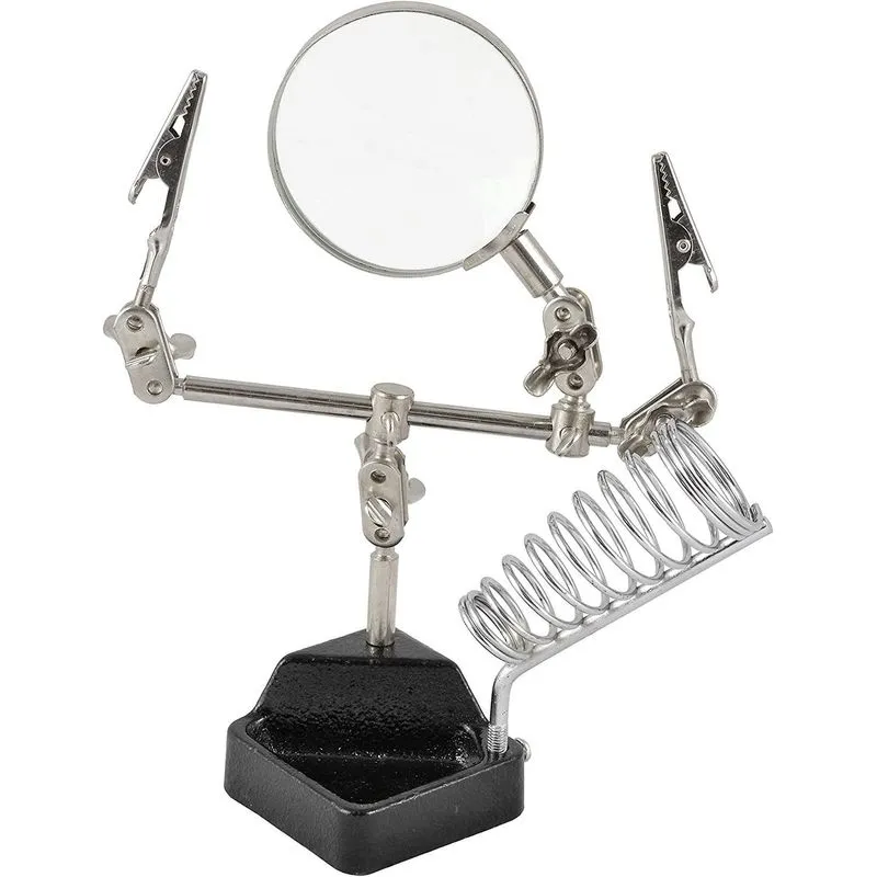 Suporte Com Garras E Ferro De Solda Com Lupa Jm 508