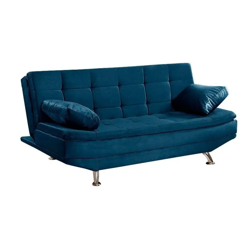 Sofá Cama Valencia 3 Lugares Reclinável Material Azul - Star Confort Azul