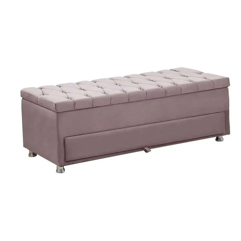 Calçadeira Sapateira Baú Munique Veludo 140cm De Largura Star Confort Rose