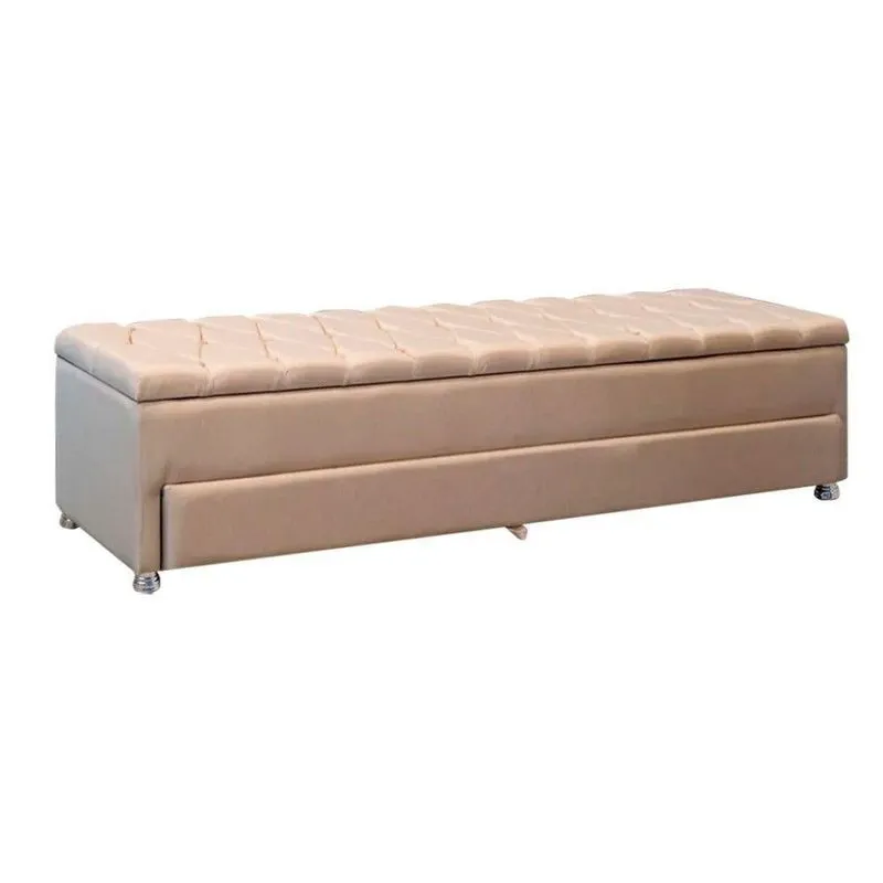 Calçadeira Sapateira Baú Munique 195cm De Largura Linho Star Confort Capuccino