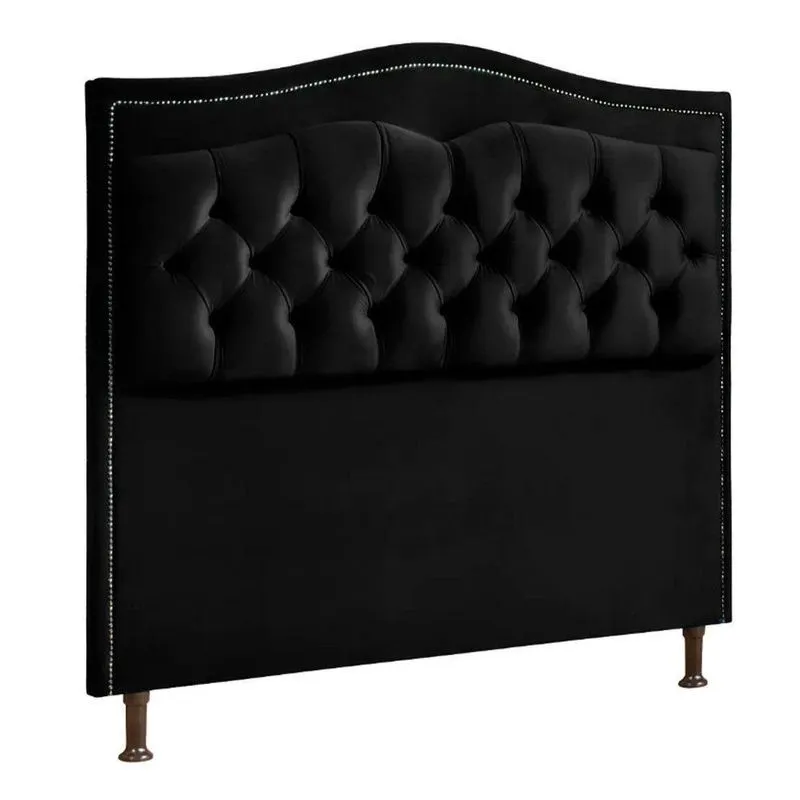 Cabeceira Estofada Holanda 1,60 2.0 Queen Veludo Speciale Home Preto