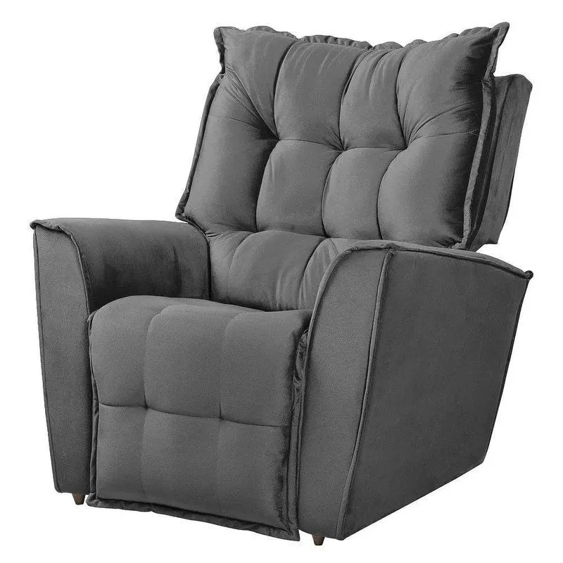 Poltrona Do Papai Reclinável King Veludo Speciale Home Cinza Chumbo