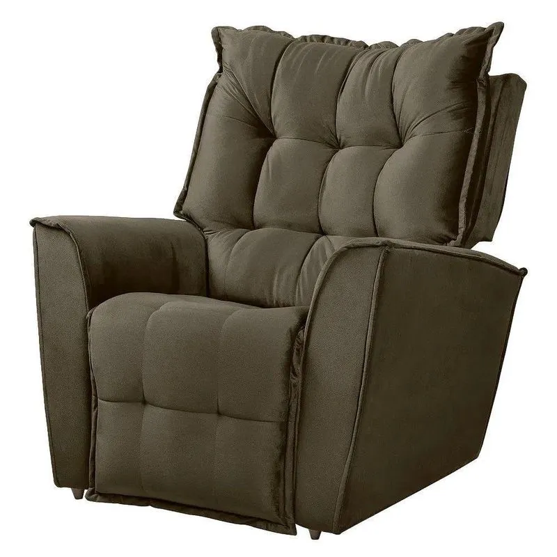 Poltrona Do Papai Reclinável King Veludo Speciale Home Marrom Castor