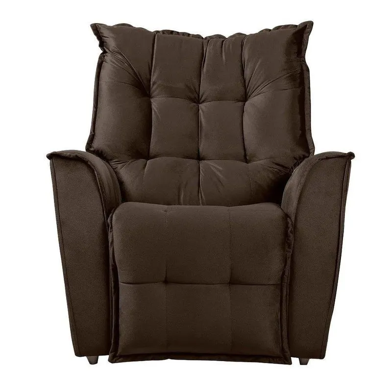 Poltrona Do Papai Reclinável King Veludo Shop Das Cabeceiras Marrom Chocolate