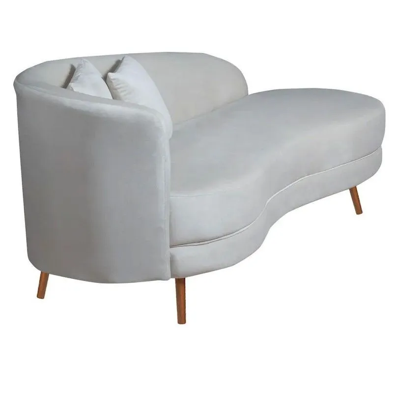 Chaise Longue Divã Emili Em Madeira De Reflorestamento 160cm Veludo Star Confort Bege Marfim