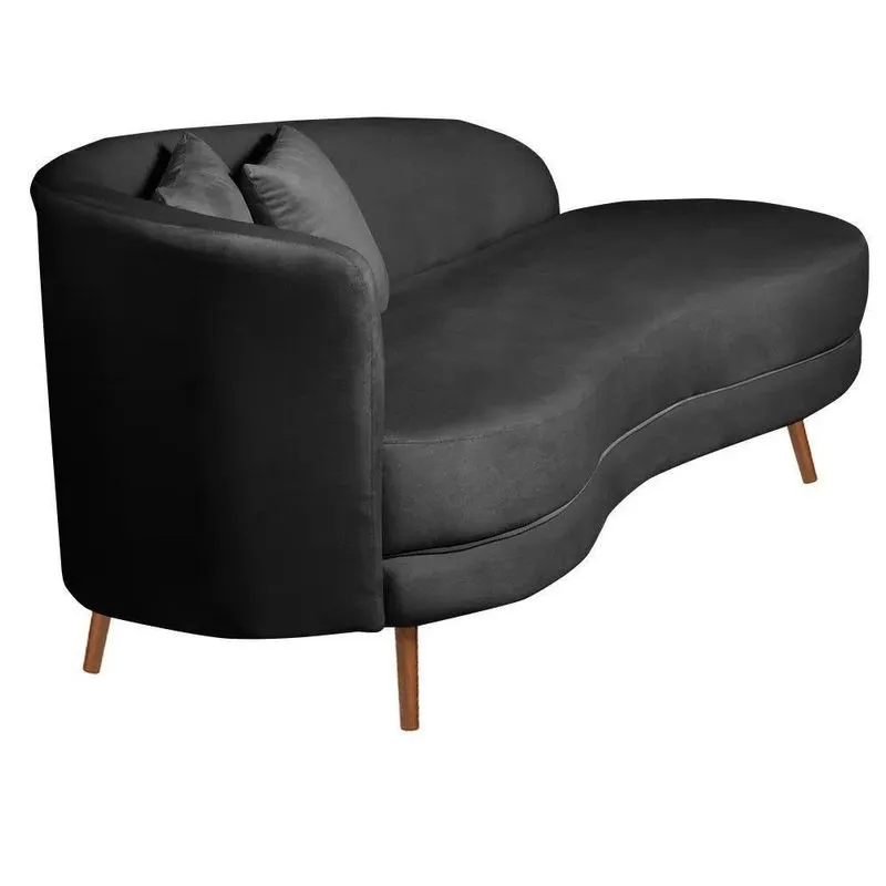 Chaise Longue Divã Emili Em Madeira De Reflorestamento 160cm Veludo Speciale Home Preto