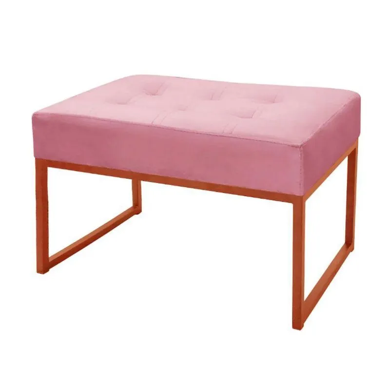 Puff Decorativos Para Sala E Quarto Paris Sued Rose Base Bronze Star Confort Rose