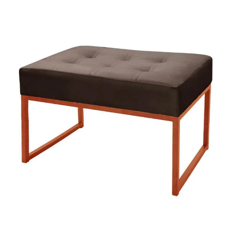 Puff Decorativo Para Sala E Quarto Paris Veludo Marrom Base Bronze Speciale Home Marrom