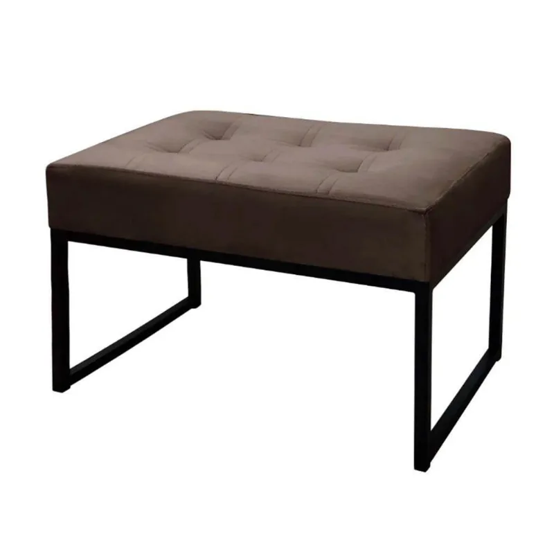 Puff Decorativo Para Sala E Quarto Paris Veludo Marrom Base Preta Speciale Home Marrom