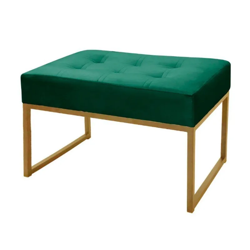 Puff Decorativo Para Sala E Quarto Paris Veludo Verde Base Dourado Speciale Home Verde