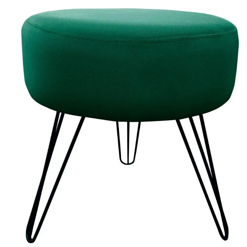 Puff Decorativos Sala Quarto Tunísia Veludo Verde Base Preta Speciale Home Verde Com Preto
