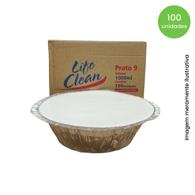 Marmitex De Alumínio N9 Fechamento Manual Life Clean C/100 Und Life Clean
