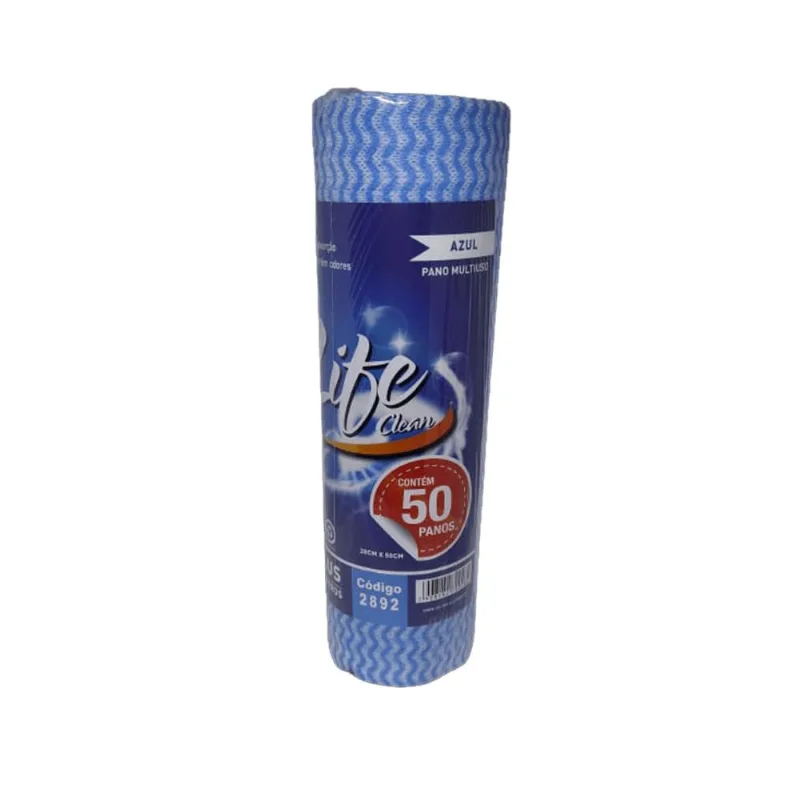 Pano Multiuso Bobina Life Clean Azul 28x25cm 50 Panos