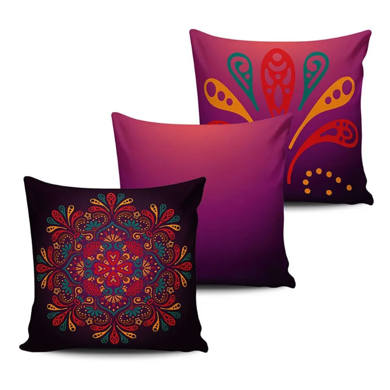 Conjunto 3 Capas Almofada decorativa Estampa Mandala 45x45cm