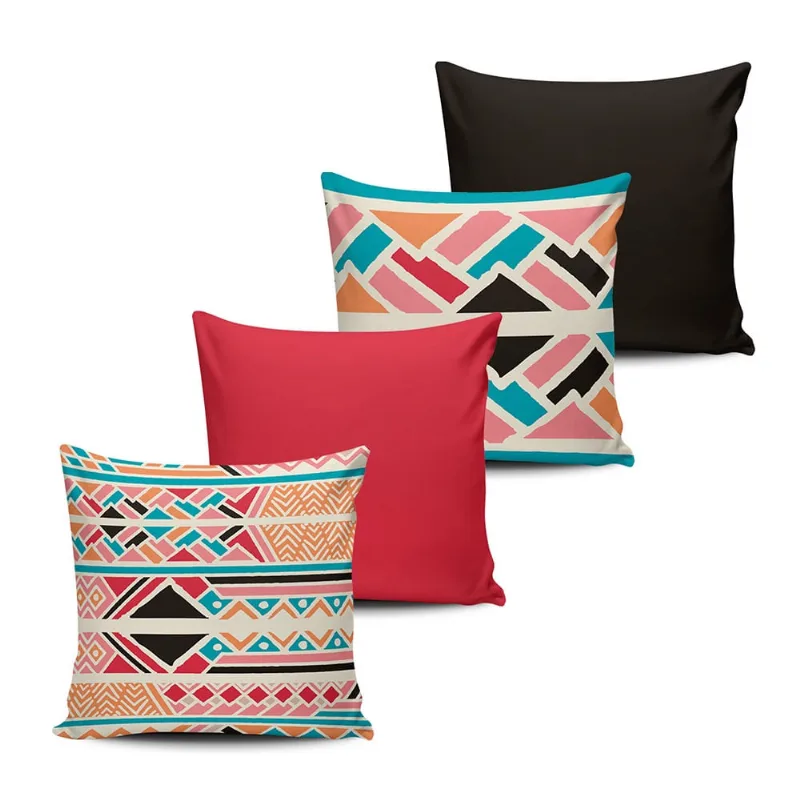 Kit 4 Almofadas decorativas Etnica Tribal 45x45cm