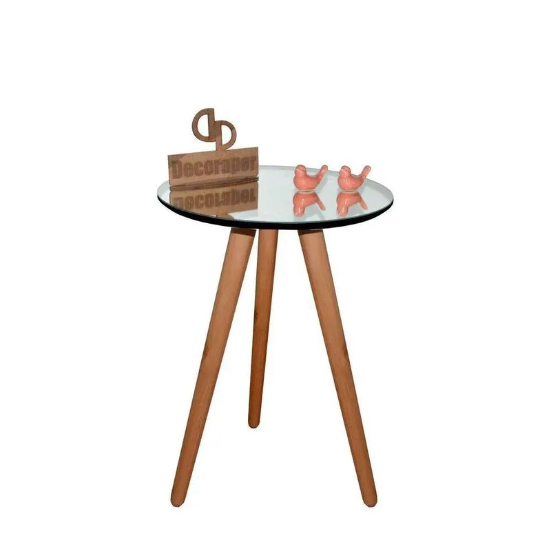 Mesa De Canto Tripé Com Espelho 45Cm Preta 50Cm