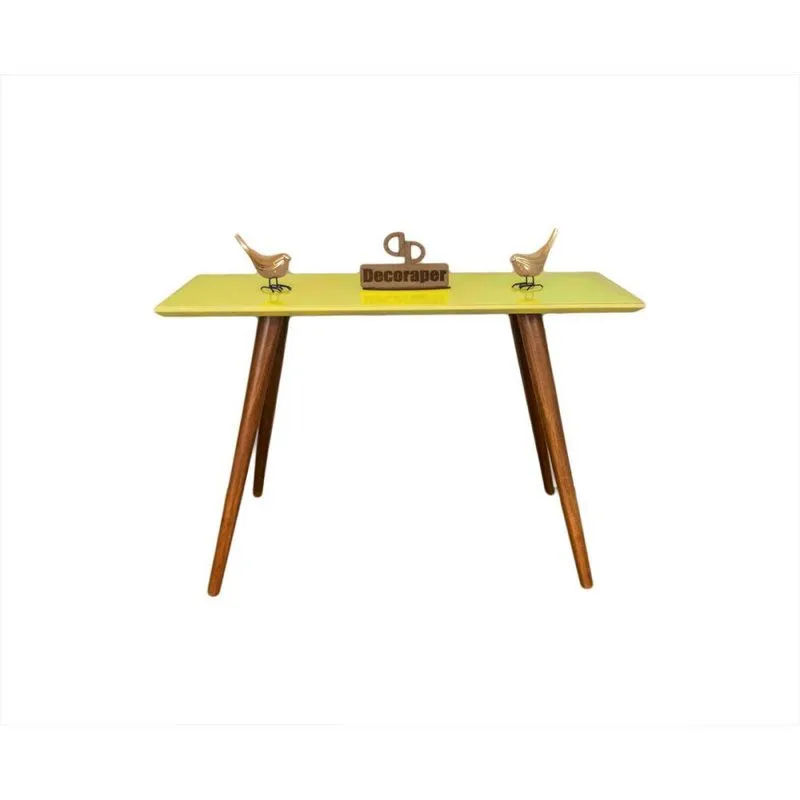 Aparador Decorativo com Vidro Laqueado Pés Palito 120cm Amarela - Imbuia