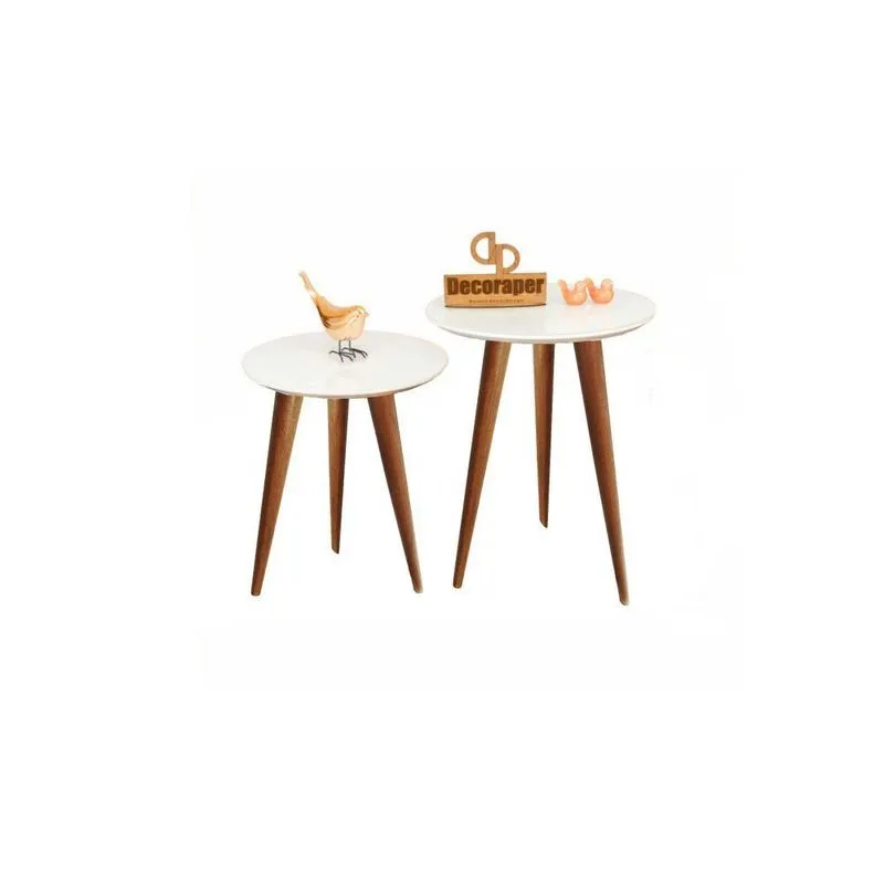 Kit Mesa De Canto Tripé Com Vidro 50/60cm - Azul Turquesa