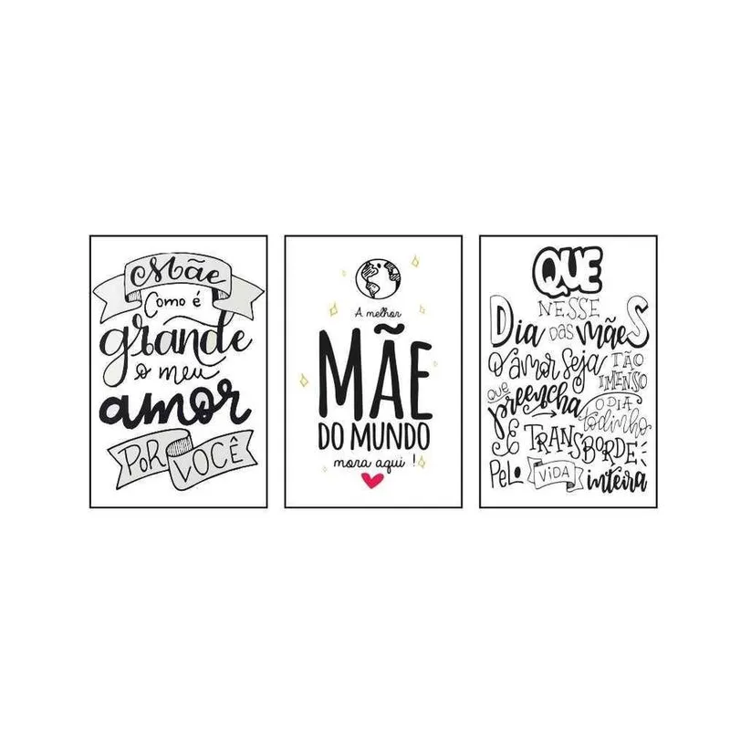 Plaquinhas Decorativas Para Mães 20X30Cm 3 Peças Modelo 2
