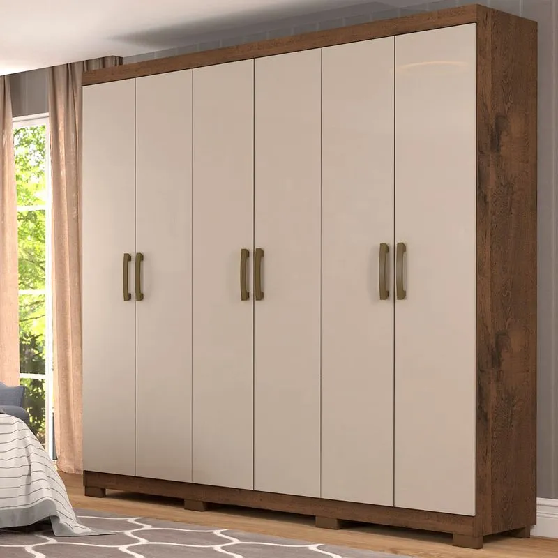 Guarda roupa Panan Clara Flex 6 Portas Café / Off White