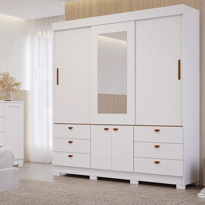 Guarda Roupa 3 portas Alice Panan Móveis Branco