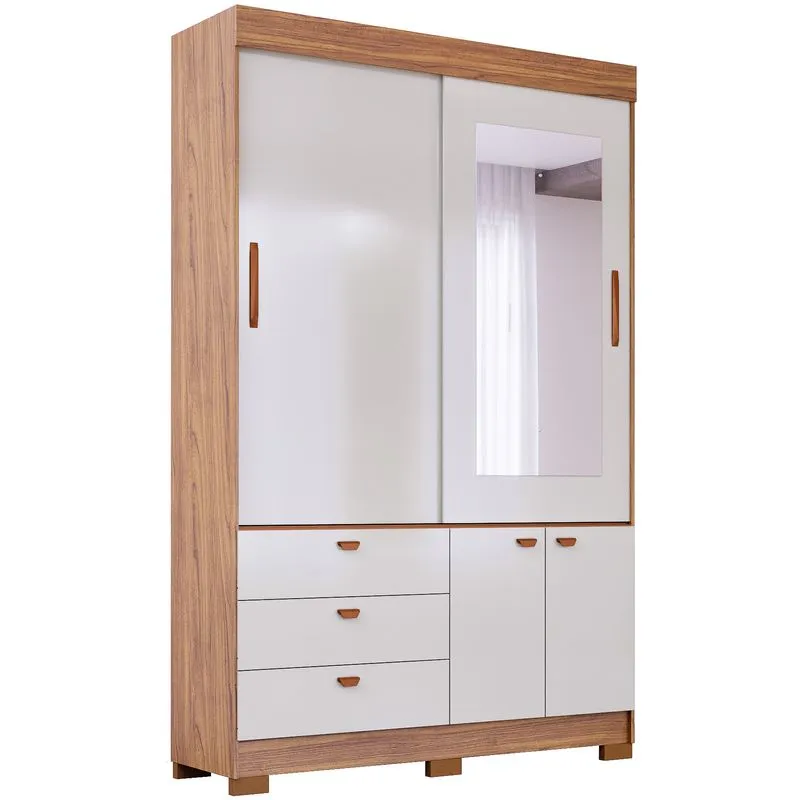 Guarda Roupa Panan Alice 2 Portas c/ Espelho Cinamomo Off White Cinamomo Off White