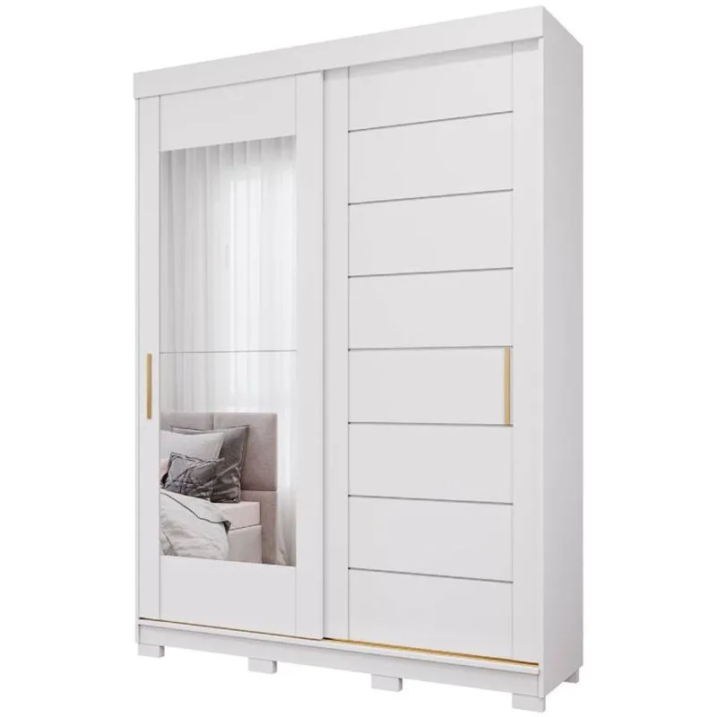 Guarda Roupa Liz 2 Portas Slide Com 2 Espelhos E Pes Branco - Panan