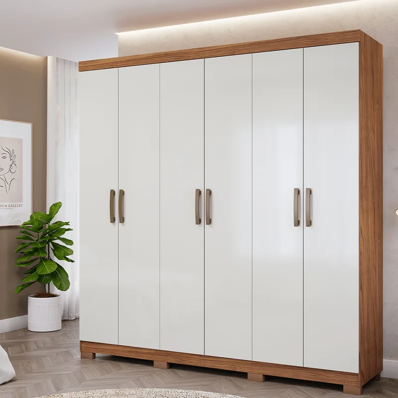 Guarda Roupa Clara Flex Panan 6 portas Cinamomo/Off White Cinamomo/Off White