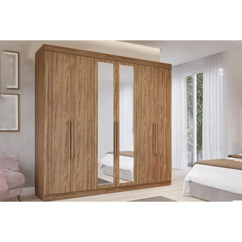Guarda Roupa Casal 6 Portas (2 c/ Espelho) e 6 Gavetas Cecilia Cinamomo - Panan